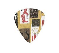 Púas de guitarra American West Cowboy con textura de madera para bajo eléctrico, guitarra acústica, regalo de 12 unidades con caja