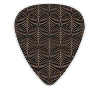 Púas de guitarra Art Deco de patrones sin fisuras, negro Premium Picks Sampler, 12 paquetes, variedad de púas de guitarra, púas