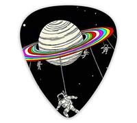 Púas de guitarra Astronauts Merry Go Round Planet Space Premium Púas de bajo para guitarra eléctrica y bajo con tres tamaños (paquete de 12)