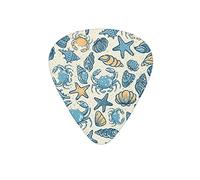 Púas de guitarra azul estrella de mar concha marina cangrejo playa púa para bajo eléctrico guitarra acústica amantes de la guitarra acústica regalo paquete de 12 con caja
