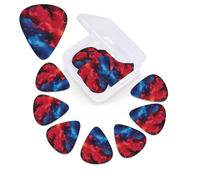 Púas de guitarra azul y rojo, paquete de 12 púas de celuloide de diferentes grosores con caja de almacenamiento de púas de guitarra, púa de guitarra personalizada para púas de guitarra acústica