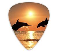 Púas de guitarra Beautiful Sunset Ocean Dolphin 12 piezas de púas de ukelele que incluyen 0,46 mm 0,71 mm 0,96 mm