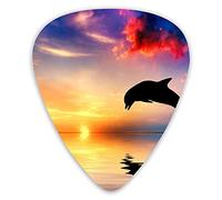 Púas de guitarra Beautiful Sunset Ocean Dolphin Púas de guitarra 12 piezas Púas de ukelele que incluyen 0,46 mm 0,71 mm 0,96 mm
