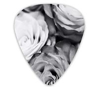 Púas de guitarra Black and White Rose 12 piezas de púas de ukelele que incluyen 0,46 mm 0,71 mm 0,96 mm