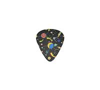 Púas de guitarra Black Space Rockets And Planets Premium Púas de bajo para guitarra eléctrica y bajo con tres tamaños (paquete de 12)