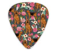 Púas de guitarra Bloodhound Dog Fabric Perros y flores Púas de guitarra 12 piezas Púas de ukelele que incluyen 0,46 mm 0,71 mm 0,96 mm
