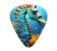 Púas de guitarra Blue Seahorse resistentes al desgaste, finas, medianas, pesadas, 12 púas de guitarra, adecuadas para guitarra, bajo, guitarra eléctrica, ukelele,