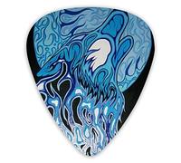 Púas de guitarra Blue Wolf Head Premium Púas de bajo para guitarra eléctrica y bajo con tres tamaños (paquete de 12)