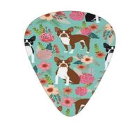 Púas de guitarra, Boston Terrier Floral Cute Dogs para guitarra acústica, guitarra eléctrica, bajo, ukelele de tres tamaños (paquete de 12)