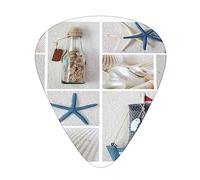 Púas de guitarra Botella Seashell Starfish Lighthouse Print Ukelele Bajo Guitarras acústicas eléctricas Delgadas Medianas Pesadas Paquete de 12 (0,46/0,71/0,96 mm)