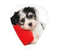 Púas de guitarra cachorro perro con un corazón rojo impreso paquete de 12 púas de guitarra para bajo acústico eléctrico Ukelele