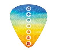 Púas de guitarra Chakra Center, paquete de 12 púas universales de guitarra ABS, centros de chakras en tonos degradados, poder del universo, armonía, diseño antiguo, para guitarra acústica y eléctrica
