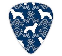 Púas de guitarra Cocker Spaniel Raza de perro Silueta Patrón floral Púas de guitarra 12 paquetes - Variedad Púas de guitarra Púas