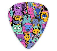 Púas de guitarra, coloridos animales brillantes, púas de guitarra, 12 piezas, púas de ukelele, que incluyen 0,46 mm 0,71 mm 0,96 mm