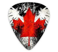 Púas de guitarra con bandera canadiense, púas de bajo premium para guitarra eléctrica y bajo con tres tamaños (paquete de 12)