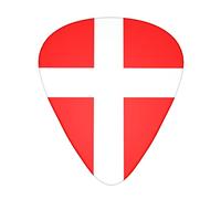 Púas de guitarra con bandera danesa clásica, triangular, bajo, acústica y eléctrica, para guitarristas, 12 piezas