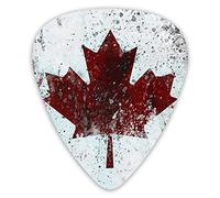 Púas de guitarra con bandera de Canadá, hojas de arce, púas de bajo premium para guitarra eléctrica y bajo con tres tamaños (paquete de 12)