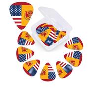 Púas de guitarra con bandera de España americana, paquete de 12, 3 púas de celuloide de diferentes grosores con caja de almacenamiento de púas de guitarra, púa de guitarra personalizada para púas de