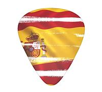 Púas de guitarra con bandera de España clásica, triangular, bajo, acústica y eléctrica, para guitarristas, 12 piezas