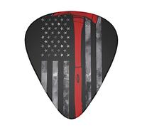 Púas de guitarra con bandera de línea roja de bombero, triángulo clásico, bajo, acústica y eléctrica, para guitarristas, 12 piezas