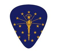 Púas de guitarra con bandera del estado de Indiana en tamaños finos, medianos y gruesos, juego de 12 piezas, adecuadas para guitarra eléctrica y varios instrumentos