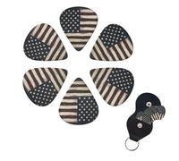 Púas de guitarra con bandera estadounidense, paquete de 6 púas de celuloide de diferentes grosores con soporte para púas de guitarra, púa de guitarra personalizada para guitarra acústica, guitarra