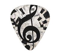 Púas de guitarra con claves musicales impresas, 12 unidades, en caja. Mejoran el sonido de ukelele, guitarra eléctrica, acústica y bajo (0,46 0,71 0,96 mm).