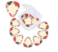 Púas de guitarra con corona de primavera y círculo plano, paquete de 12 púas de celuloide de diferentes grosores con caja de almacenamiento de púas de guitarra, púa de guitarra personalizada para púas