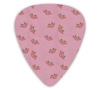 Púas de guitarra con dibujos animados de cara de cerdo rosa, bonitas púas de bajo premium para guitarra eléctrica y bajo con tres tamaños (paquete de 12)