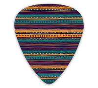 Púas de guitarra con diseño azteca retro a rayas, púas de bajo premium para guitarra eléctrica y bajo con tres tamaños (paquete de 12)