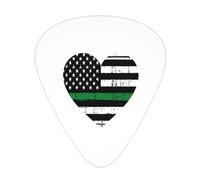 Púas de guitarra con diseño de bandera estadounidense Love Green Thin Line, paquete de 12, para bajo