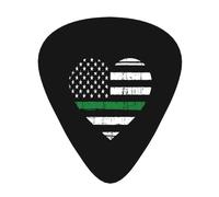 Púas de guitarra con diseño de bandera estadounidense Love Green Thin Line, paquete de 12, para bajo