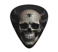 Púas de guitarra con diseño de calavera y araña, juego de 12 piezas con 3 grosores diferentes, adecuadas para guitarras eléctricas y acústicas
