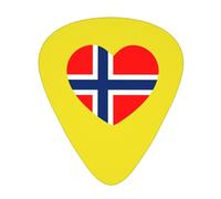 Púas de guitarra con diseño de corazón y bandera de Noruega (12 unidades) para tocar la guitarra y el bajo.