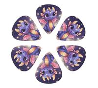 Púas de guitarra con diseño de dragón en un adorable cielo nocturno (paquete de 6). Grosor fino, medio y grueso. Para guitarra acústica, eléctrica, ukelele y bajo (0,46 mm).