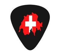 Púas de guitarra con diseño de la bandera de Suiza, paquete de 12 púas para bajo