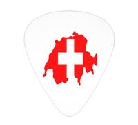 Púas de guitarra con diseño de la bandera de Suiza, paquete de 12 púas para bajo