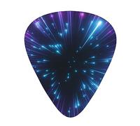 Púas de guitarra con diseño de rayos de luz azul púrpura impreso, paquete de 12 púas de guitarra para bajo acústico eléctrico Ukelele