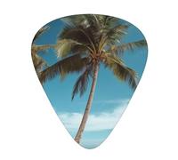 Púas de guitarra con estampado de árbol de coco de playa, paquete de 12 púas de guitarra para bajo acústico eléctrico, ukelele
