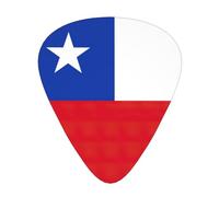 Púas de guitarra con estampado de bandera de Chile con caja organizadora, púas de celuloide para guitarra acústica, bajo