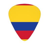 Púas de guitarra con estampado de bandera de Colombia con caja organizadora, púas de celuloide para guitarra acústica y bajo