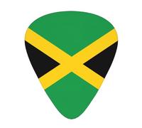 Púas de guitarra con estampado de bandera de Jamaica con caja organizadora, púas de celuloide para guitarra acústica y bajo