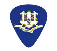 Púas de guitarra con estampado de bandera del estado de Connecticut con caja organizadora, púas de celuloide para guitarra acústica, bajo