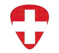 Púas de guitarra con estampado de bandera suiza con caja organizadora, púas de celuloide para guitarra acústica, bajo
