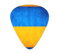 Púas de guitarra con estampado de bandera ucraniana con caja organizadora, púas de celuloide para guitarra acústica, bajo