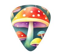 Púas de guitarra con estampado de hongos de colores bonitos, juego de 12 piezas con 3 grosores diferentes, adecuadas para guitarras eléctricas y acústicas