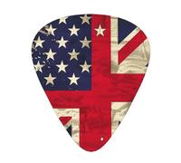 Púas de guitarra con estampado de la bandera de EE. UU. y Reino Unido, 12 unidades en caja. Producen un sonido nítido para ukelele, guitarra eléctrica, acústica y bajo (0,46 0,71 0,96 mm).