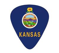 Púas de guitarra con estampado de la bandera del estado de Kansas con caja organizadora, púas de celuloide para guitarra acústica, bajo