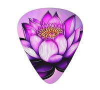 Púas de guitarra con estampado de loto morado para guitarristas acústicos, eléctricos y de banda, 12 piezas en 3 grosores diferentes