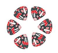 Púas de guitarra con estampado de setas rojas y blancas, 12 unidades de calibres mixtos (0,46/0,71/0,96 mm) con funda, para guitarra/ukelele